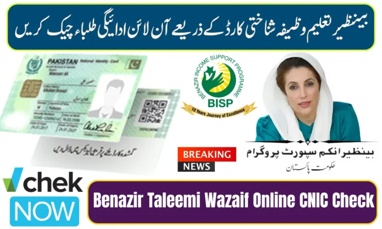 Benazir Taleemi Wazaif Online CNIC Check
